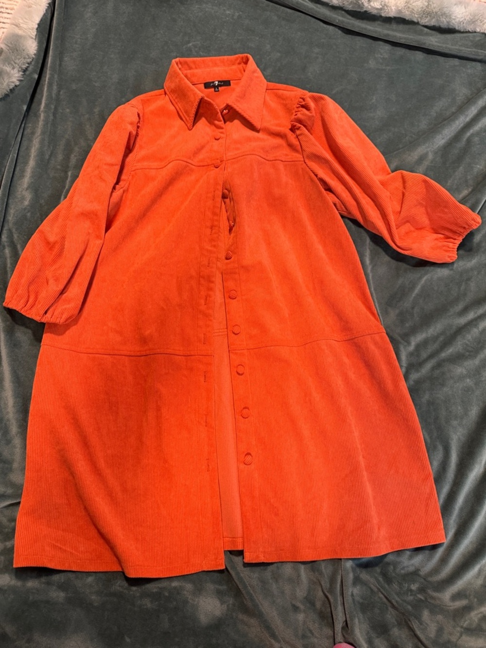 7 For All Mankind Orange Corduroy Button-Front Coat